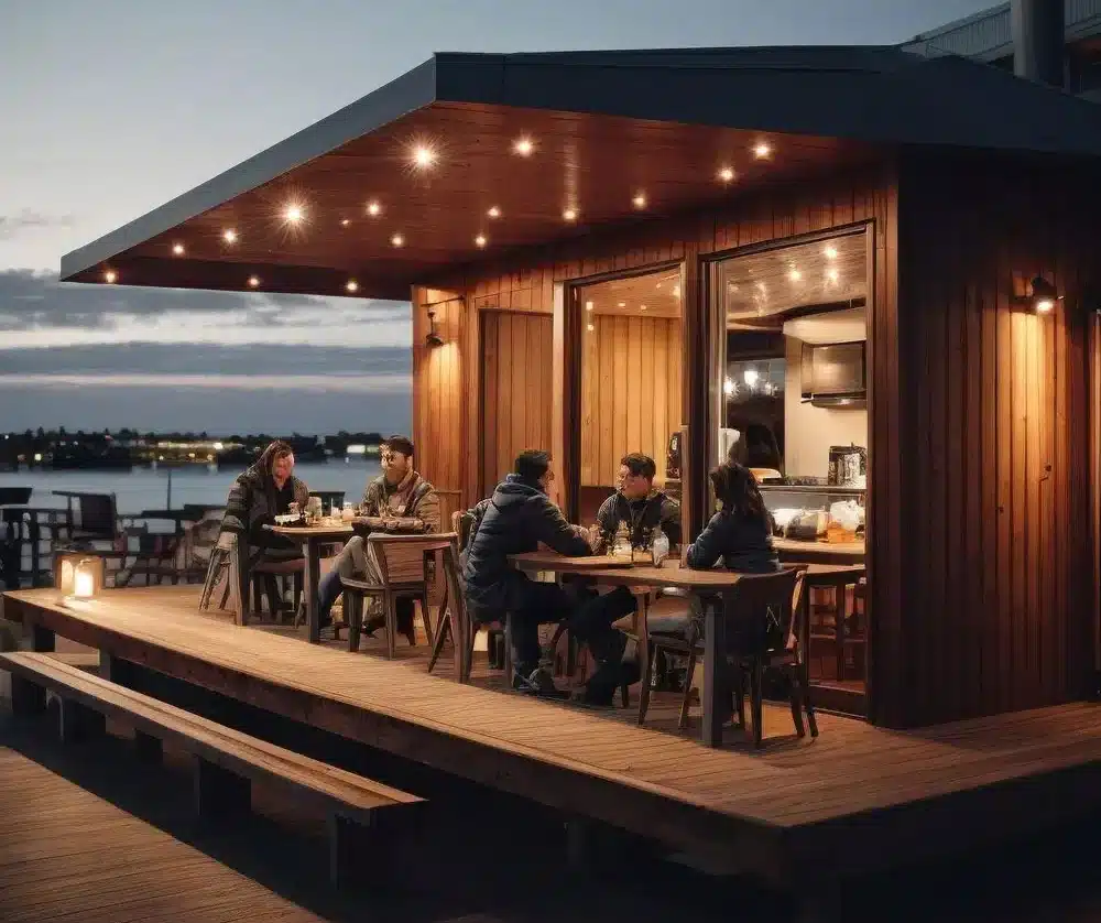 terrasse éphémère en bois en bord de plage